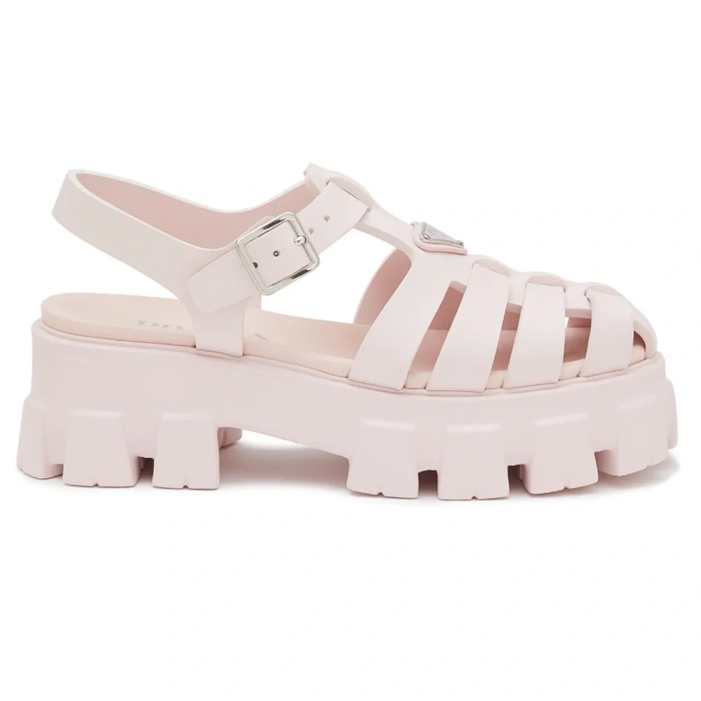 Prada Monolith Logo Plaque Platform Fisherman Sandals - Picture 2 of 10